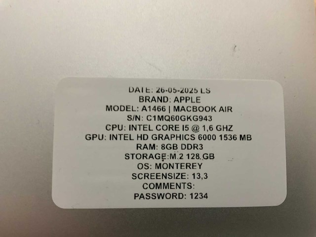 Apple macbook air a1466 laptop (4x) - afbeelding 3 van  12