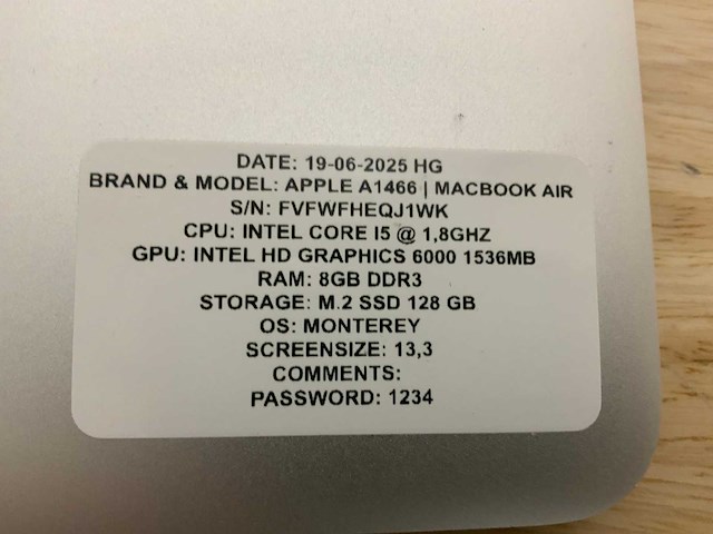 Apple macbook air a1466 laptop (4x) - afbeelding 4 van  12
