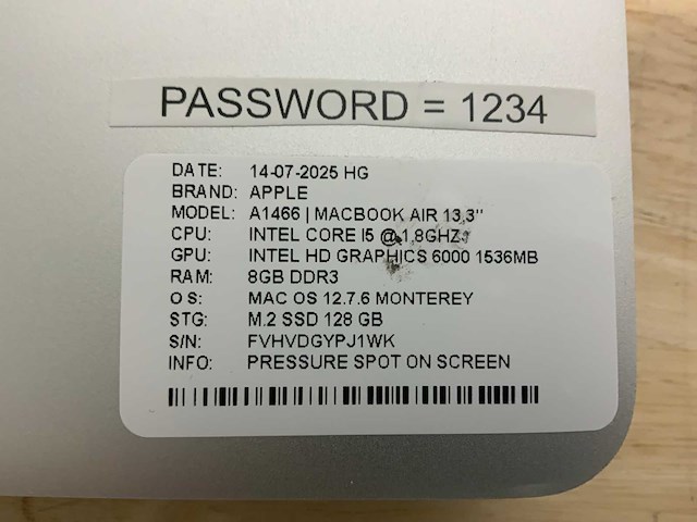 Apple macbook air a1466 laptop (4x) - afbeelding 11 van  11