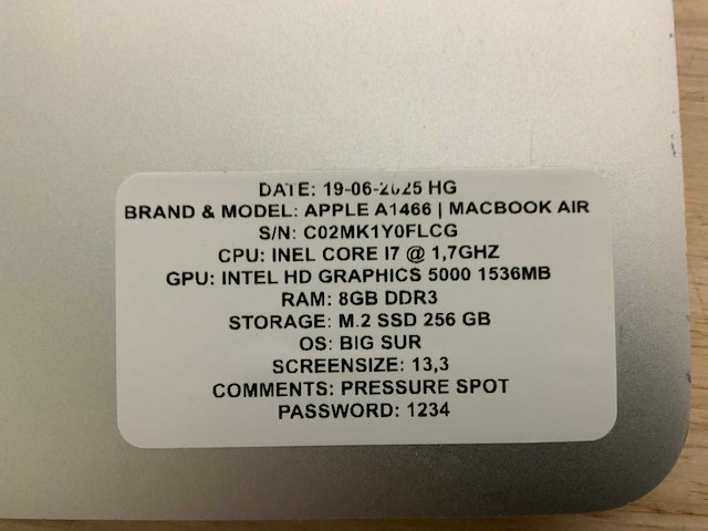 Apple macbook air a1466 laptop (4x) - afbeelding 11 van  12