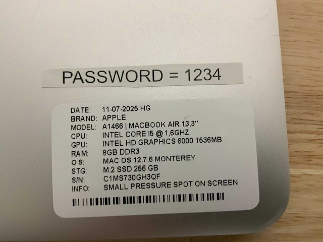 Apple macbook air a1466 laptop (4x) - afbeelding 12 van  12