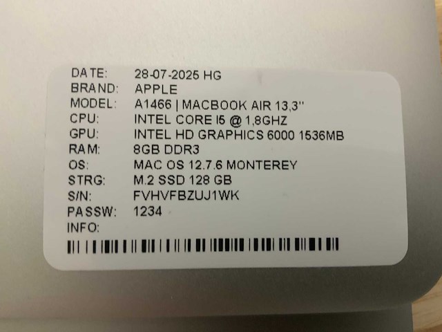 Apple macbook air a1466 laptop (4x) - afbeelding 2 van  12