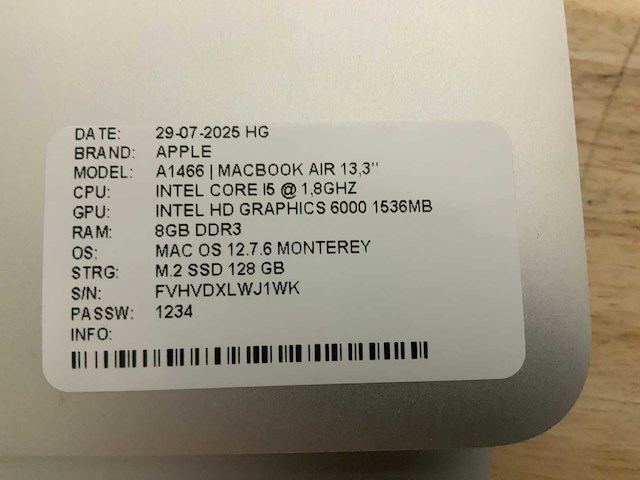 Apple macbook air a1466 laptop (4x) - afbeelding 3 van  12