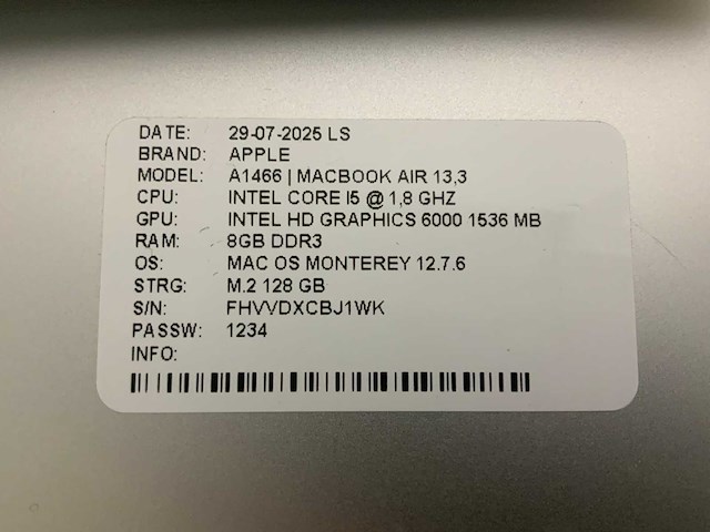 Apple macbook air a1466 laptop (4x) - afbeelding 4 van  12