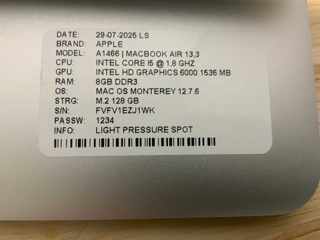 Apple macbook air a1466 laptop (4x) - afbeelding 12 van  12