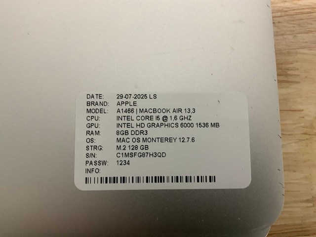 Apple macbook air a1466 laptop (4x) - afbeelding 3 van  12