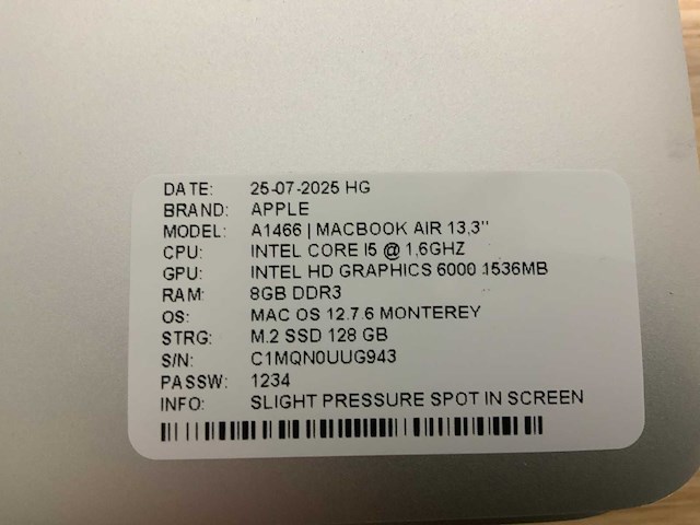 Apple macbook air a1466 laptop (4x) - afbeelding 12 van  12