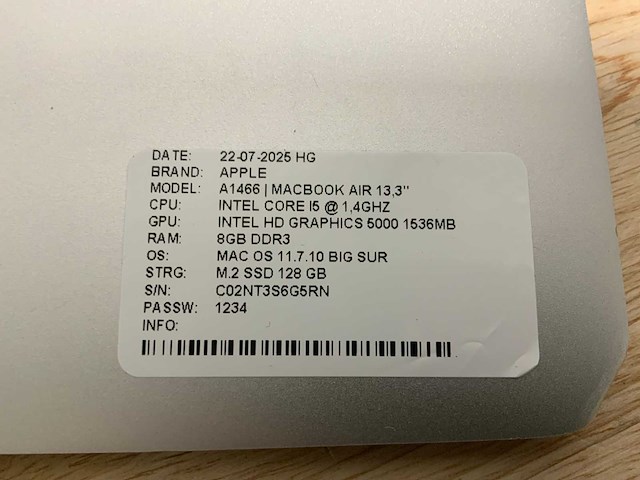 Apple macbook air a1466 laptop (4x) - afbeelding 3 van  14