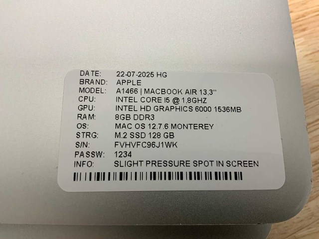 Apple macbook air a1466 laptop (4x) - afbeelding 5 van  14