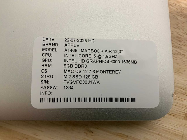 Apple macbook air a1466 laptop (4x) - afbeelding 6 van  14