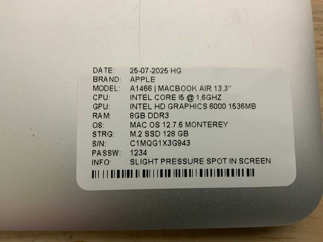 Apple macbook air a1466 laptop (4x) - afbeelding 4 van  12