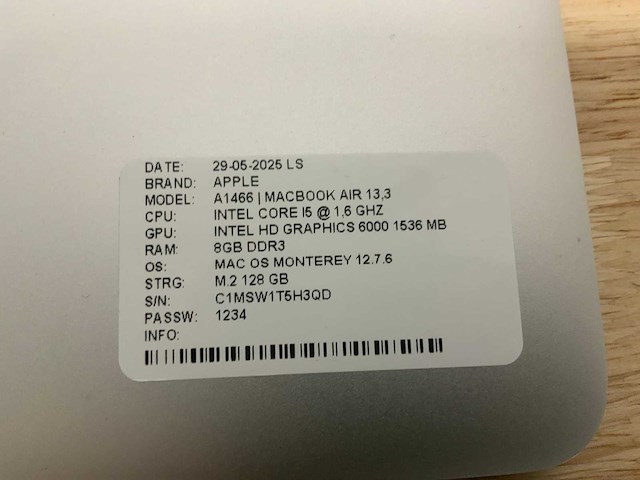 Apple macbook air a1466 laptop (4x) - afbeelding 4 van  12