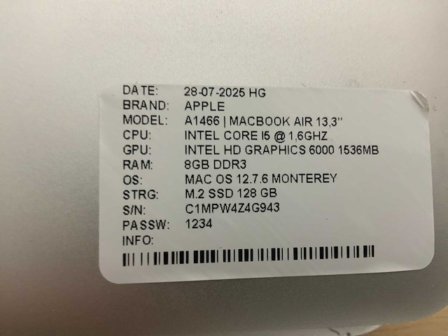 Apple macbook air a1466 laptop (4x) - afbeelding 4 van  13