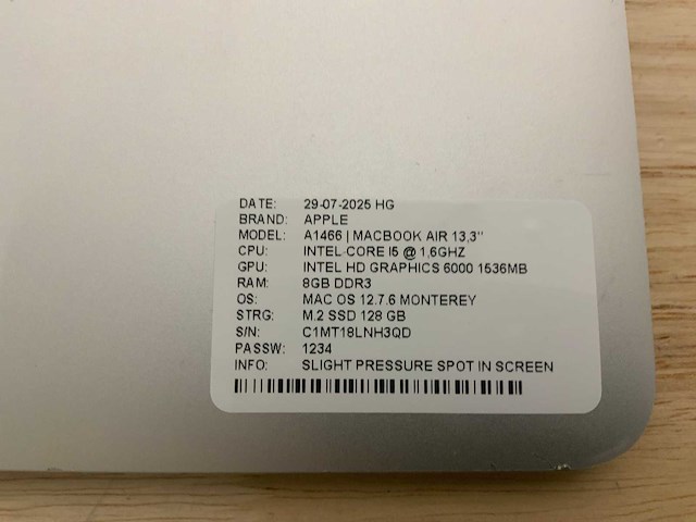 Apple macbook air a1466 laptop (4x) - afbeelding 13 van  13