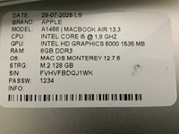 Apple macbook air a1466 laptop (4x) - afbeelding 3 van  13