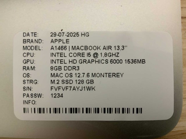 Apple macbook air a1466 laptop (4x) - afbeelding 4 van  13