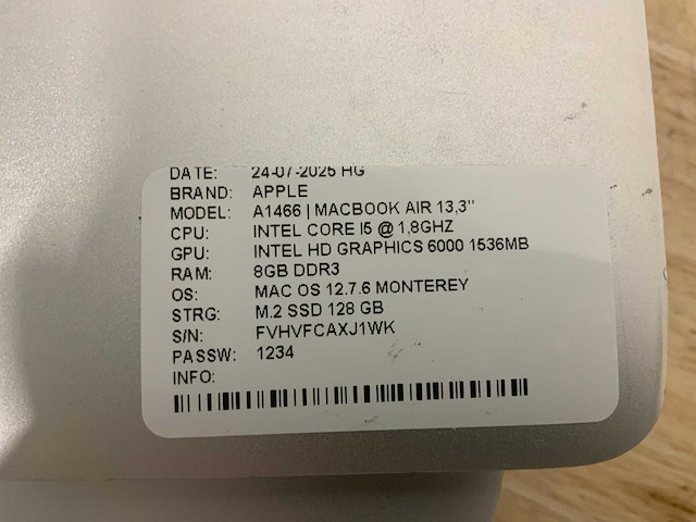 Apple macbook air a1466 laptop (4x) - afbeelding 13 van  13