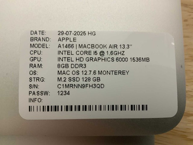 Apple macbook air a1466 laptop (4x) - afbeelding 2 van  12