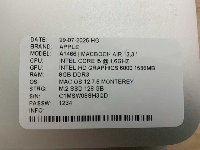 Apple macbook air a1466 laptop (4x) - afbeelding 4 van  12