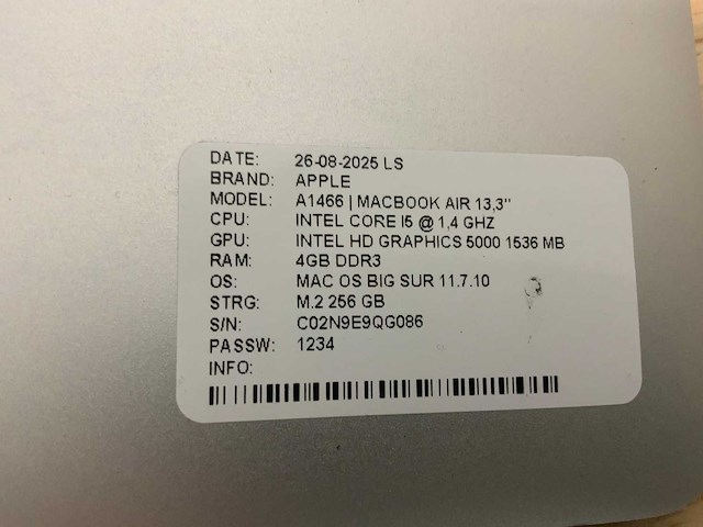 Apple macbook air a1466 laptop (4x) - afbeelding 3 van  12