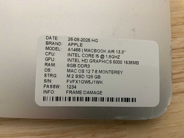 Apple macbook air a1466 laptop (4x) - afbeelding 3 van  14