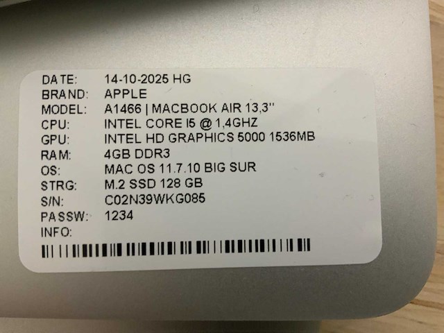 Apple macbook air a1466 laptop (4x) - afbeelding 3 van  13