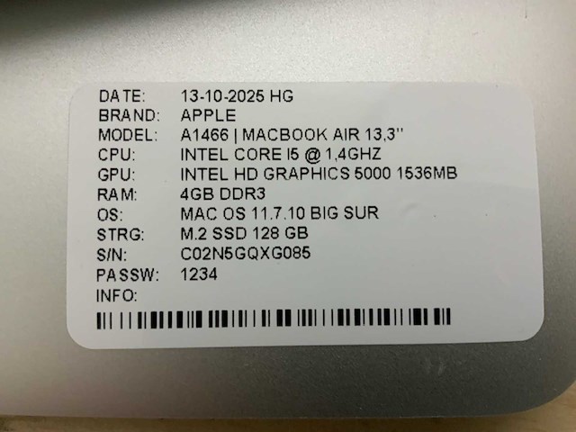 Apple macbook air a1466 laptop (4x) - afbeelding 4 van  13