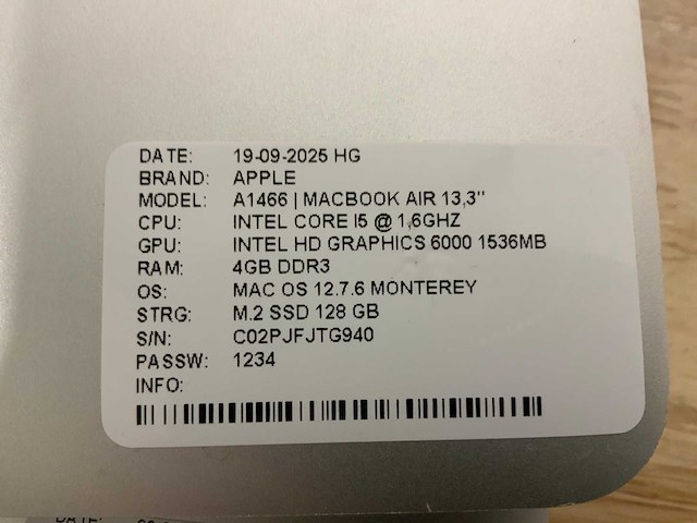 Apple macbook air a1466 laptop (4x) - afbeelding 2 van  13