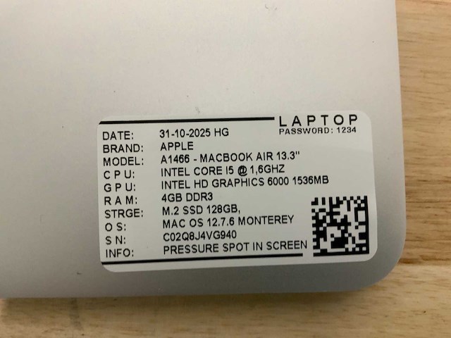 Apple macbook air a1466 laptop (4x) - afbeelding 5 van  13