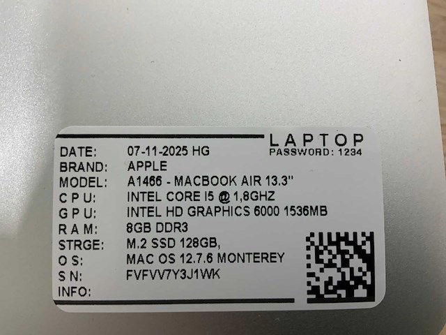 Apple macbook air a1466 laptop (4x) - afbeelding 13 van  13