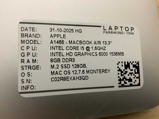 Apple macbook air a1466 laptop (4x) - afbeelding 2 van  12