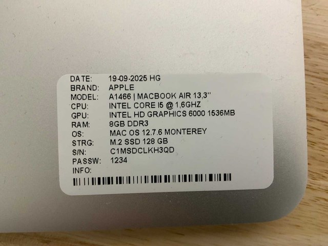 Apple macbook air a1466 laptop (4x) - afbeelding 4 van  12