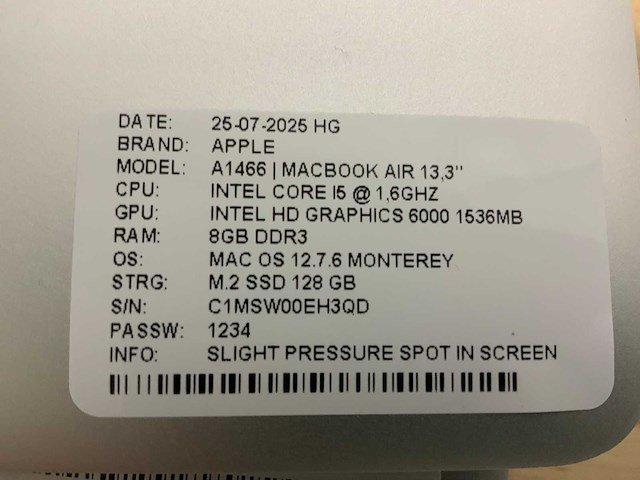 Apple macbook air a1466 laptop (4x) - afbeelding 2 van  12