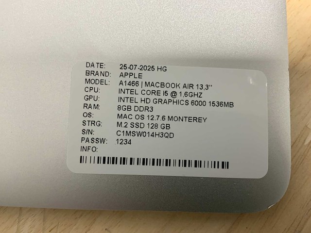Apple macbook air a1466 laptop (4x) - afbeelding 12 van  12