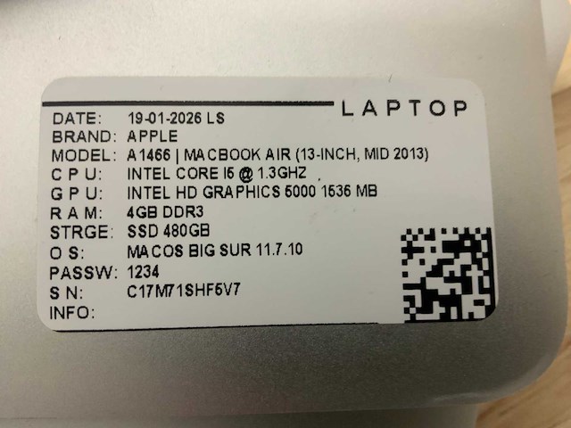Apple macbook air a1466 laptop (4x) - afbeelding 7 van  14