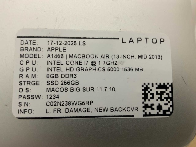 Apple macbook air a1466 laptop (4x) - afbeelding 8 van  14
