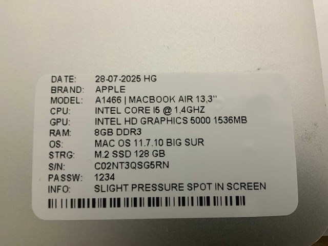 Apple macbook air a1466 laptop (4x) - afbeelding 3 van  12