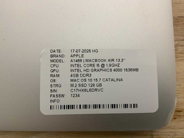 Apple macbook air a1466 laptop (4x) - afbeelding 11 van  11