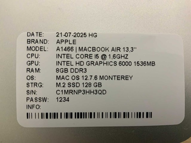 Apple macbook air a1466 laptop (4x) - afbeelding 2 van  12