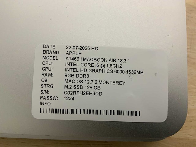 Apple macbook air a1466 laptop (4x) - afbeelding 3 van  12