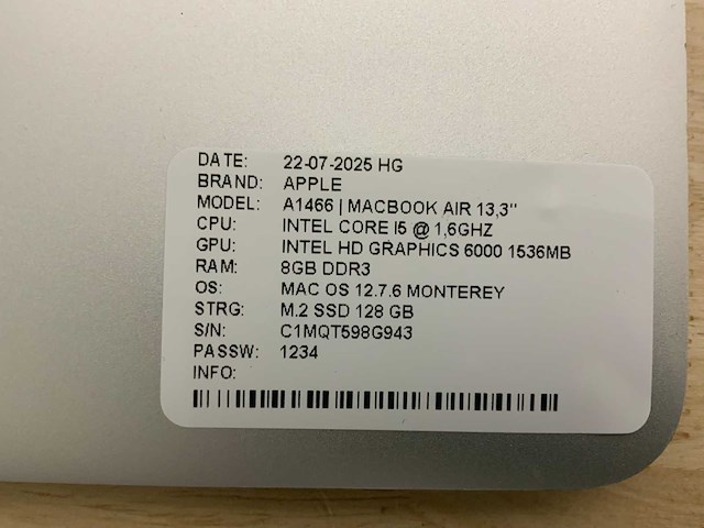 Apple macbook air a1466 laptop (4x) - afbeelding 4 van  12