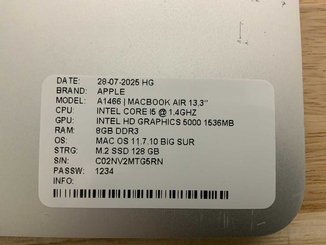 Apple macbook air a1466 laptop (4x) - afbeelding 5 van  13