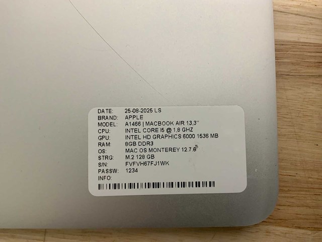 Apple macbook air a1466 laptop (5x) - afbeelding 6 van  10