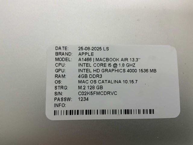 Apple macbook air a1466 laptop (5x) - afbeelding 10 van  10