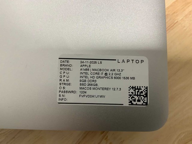 Apple macbook air a1466 laptop (5x) - afbeelding 5 van  9