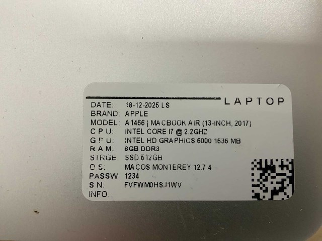 Apple macbook air a1466 laptop (5x) - afbeelding 7 van  9