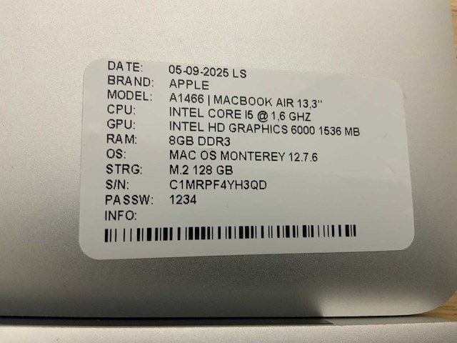 Apple macbook air a1466 laptop (6x) - afbeelding 2 van  12