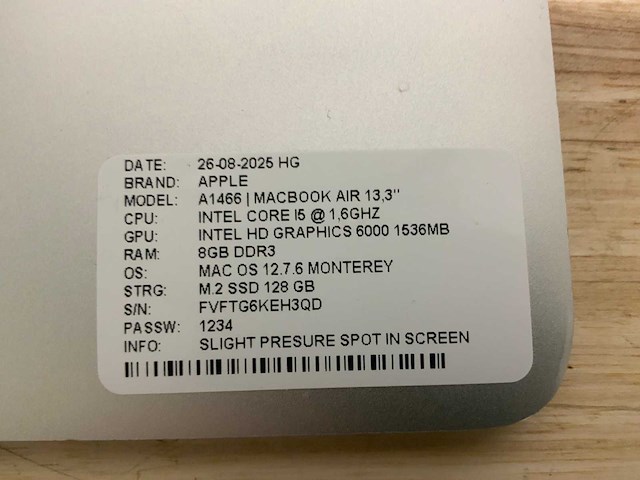Apple macbook air a1466 laptop (6x) - afbeelding 10 van  12