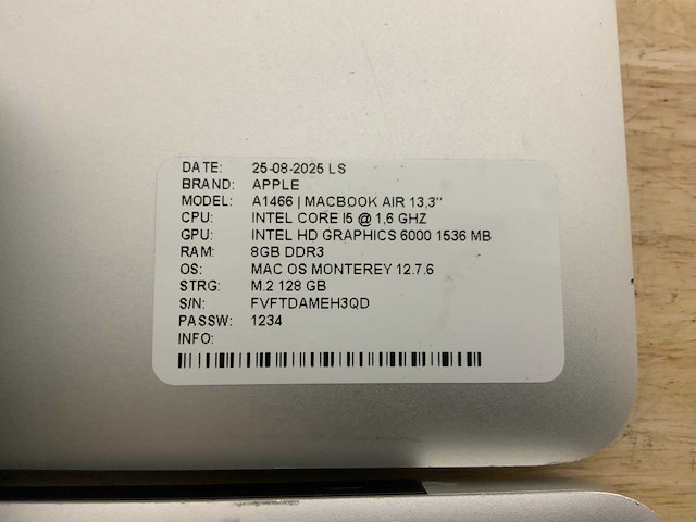 Apple macbook air a1466 laptop (6x) - afbeelding 12 van  12