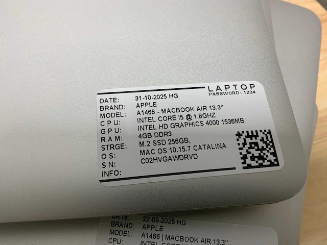 Apple macbook air a1466 laptop (6x) - afbeelding 10 van  12